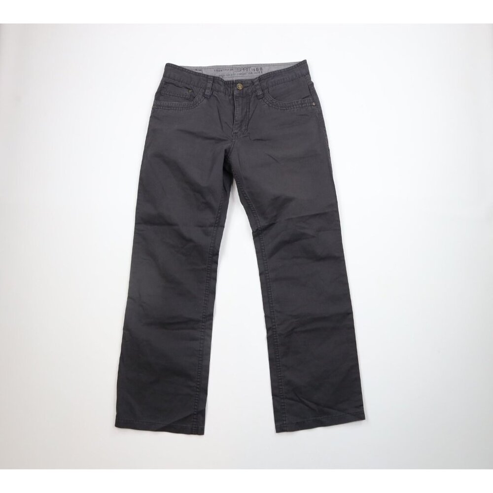 Vintage 90s Esprit Mens Size 32x31 Faded Wide Leg Chino Pants Charcoal Gray